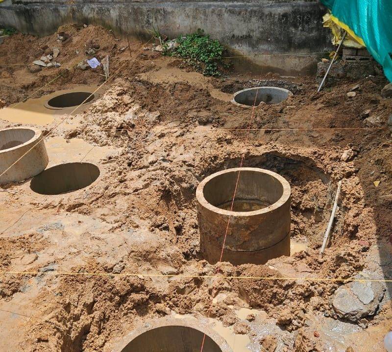 Foundation excavation and pile work