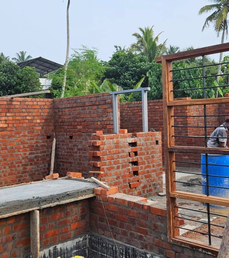 Brick walls and lintel level