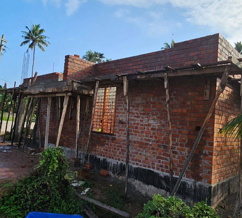 Brick walls and lintel level