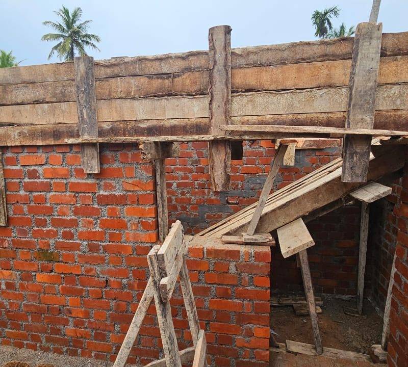 Brick walls and lintel level