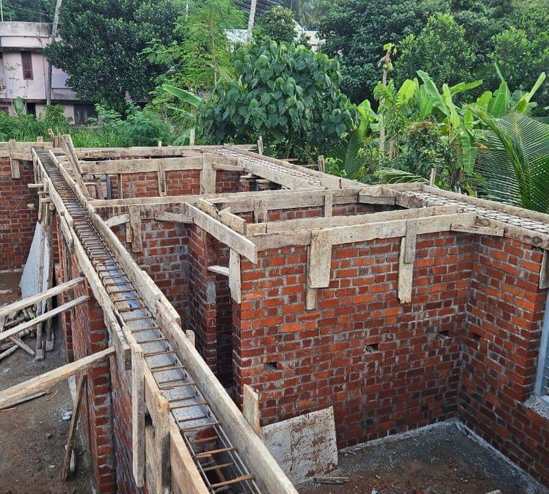Brick walls and lintel level