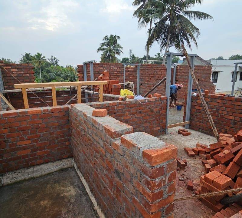 Slab work and upper floor walls