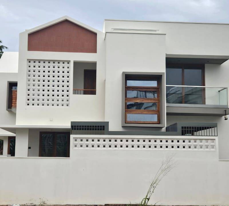 Completed contemporary two-storey home exterior