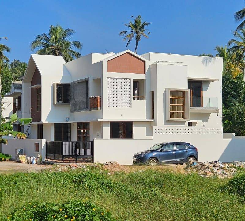 Completed contemporary two-storey home exterior