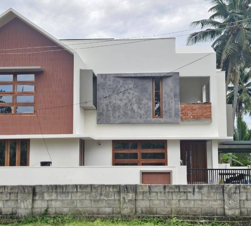Completed contemporary two-storey home exterior